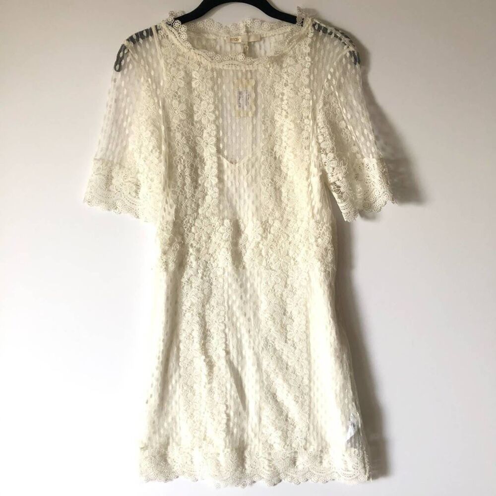 NEW Maje Revanta Ivory Lace Mini Dress 2 - Picture 2 of 12